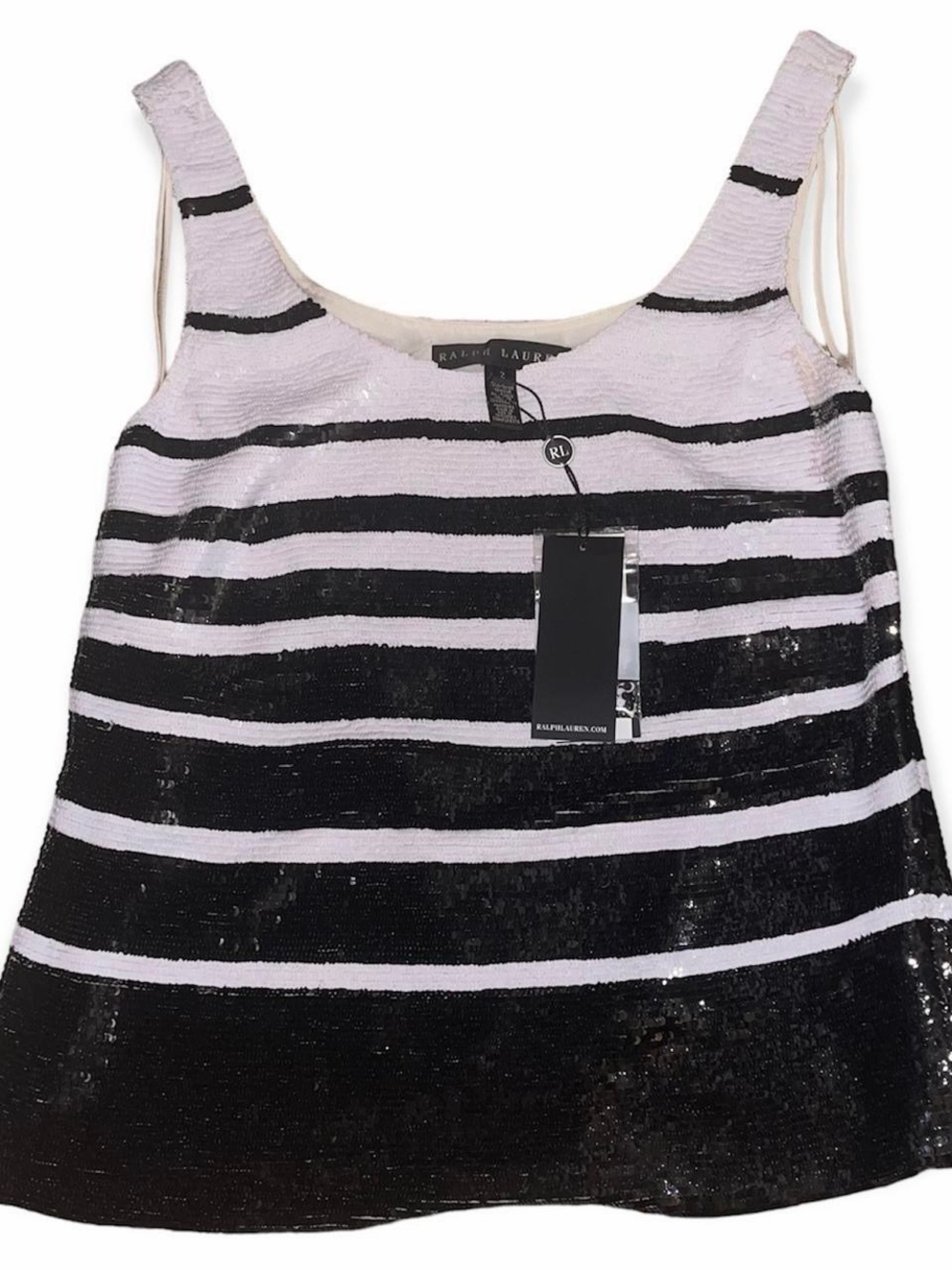 Ralph Lauren Sequin Striped Silk Tank - Picture 3 of 5